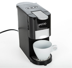 Baccio Cafetera Negro 3-en-1 Compatible con Café Molido, Cápsulas Nespresso y Dolce Gusto