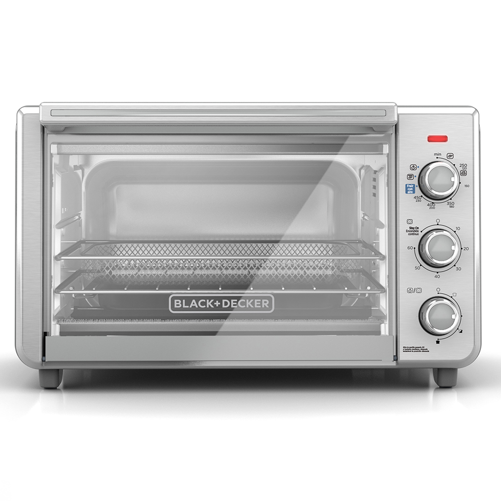 Horno Tostador Airfryer 5 En 1 Black Decker 6 Rebanadas 1500W Acero Inox. BD-TO3217SS-LA