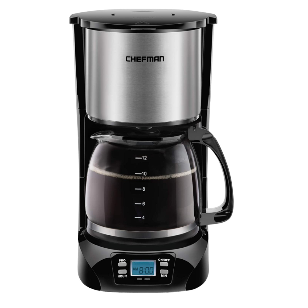 Cafetera Chefman 12 Tazas Programable Digital Con Jarra De Vidrio Acero Inox.