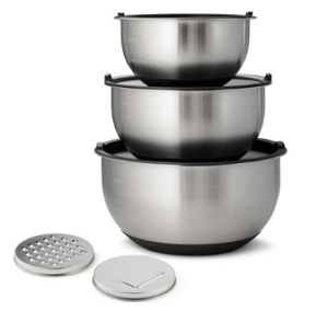 Set de 3 bowls con tapa y rayador