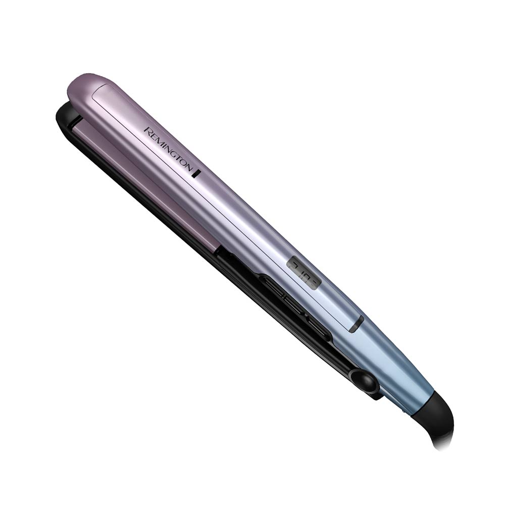 PLANCHA DE CABELLO REMINGTON MINERAL GLOW CERAMICA 230 GRADOS PANTALLA DIGITAL LILA-AZUL