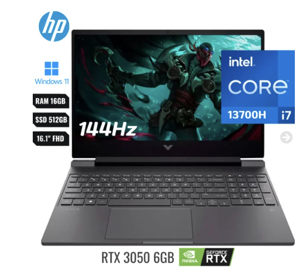 Laptop Hp Victus 16t-r000 I7 13700h (13va) Ssd 512gb Ram 16gb 16.1″ (1920×1080) 144hz