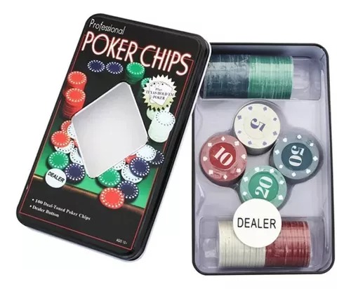 Set De Poker Caja De Metal 100 Fichas