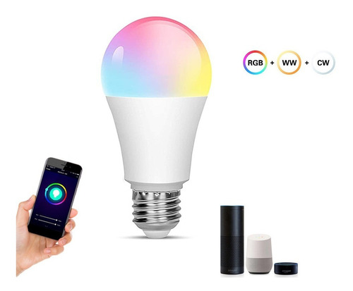 [85-265] Foco Inteligente Wifi Lled Rgb+Cw 9W Compatible Con Google Y Con Alexa