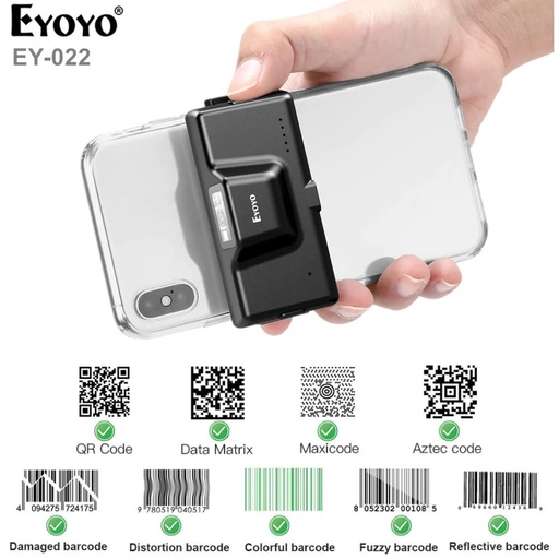 [gadget_f2f] Lector Código De Barras Qr Para Celular Inalámbrico Bluetooth Usb Eyoyo Ey-022